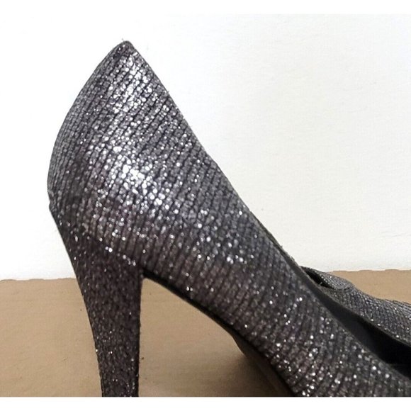 Vera Wang Selima Silver Glitter Peep Toe Platform Stiletto Pumps Womens Size 7 - Picture 7 of 12